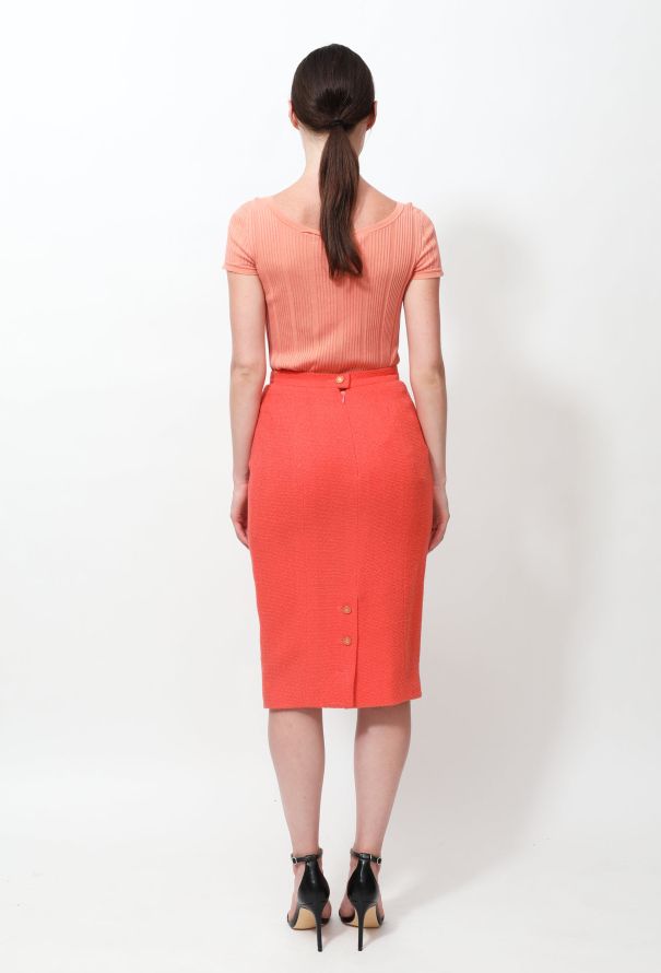 Chanel 80s Coral Pencil Skirt - 4