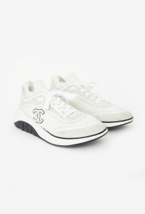Chanel 2019 Ribbed Mohair 'CC' Sneakers - 2
