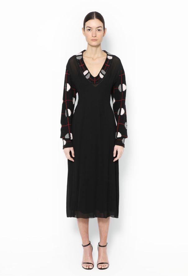 Prada F/W 2021 Knit Trim Crêpe Dress - 1