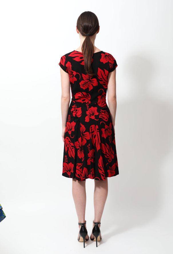 Prada Floral Print Ruched Day Dress - 4