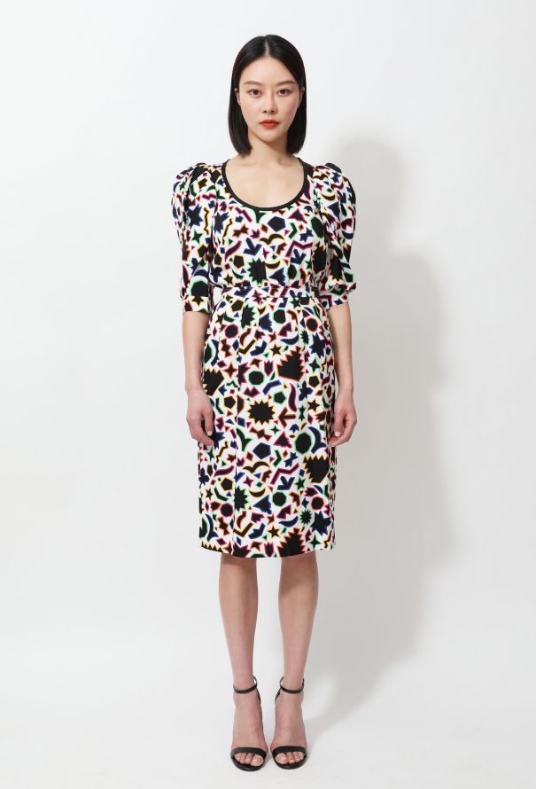 Saint Laurent Vintage Geometric & Star Print Dress - 1