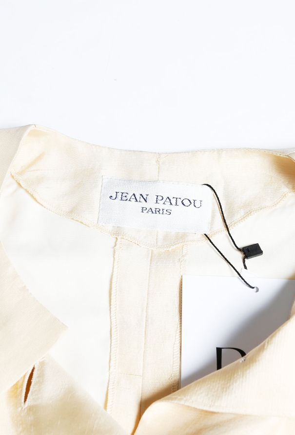 Vintage Jean Patou Beige Silk Belted Dress - 4