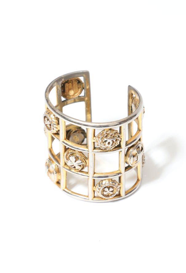 Chanel Vintage Metallic 'CC' Lucky Clover Cuff - 2