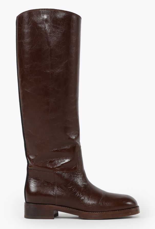 Chanel Leather 'CC' Riding Boots Brown - 5