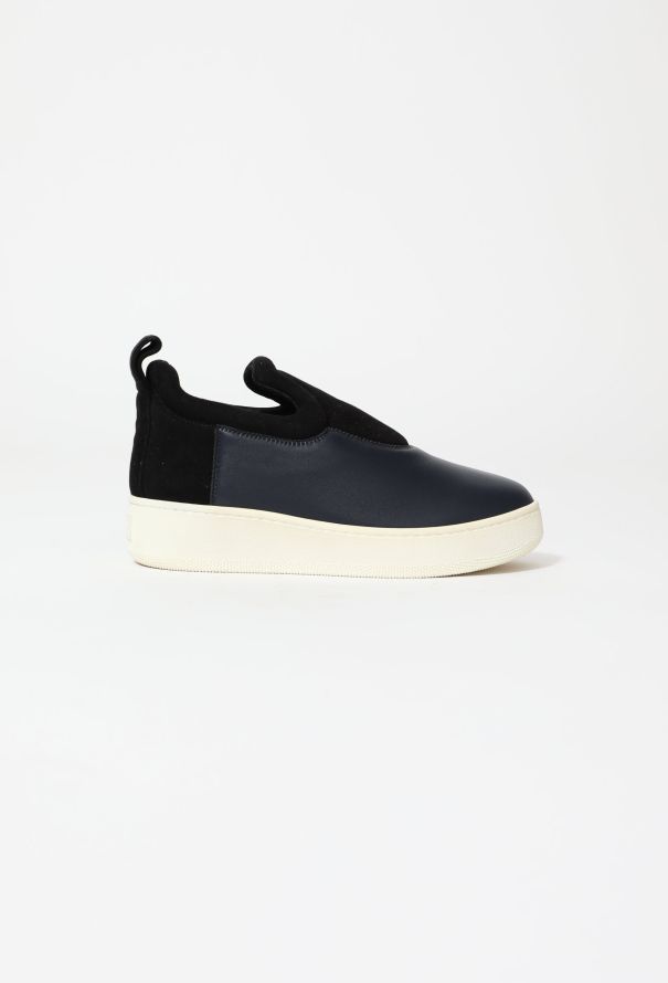 Céline Leather Suede Platform Slip-on Sneakers - 1