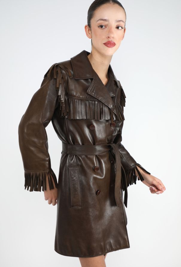 Saint Laurent COLLECTOR 1968 Haute Couture Leather Fringe Coat - 3