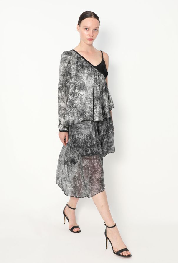 Rodarte Fall 2013 One-Shoulder Draped Silk Dress - 5