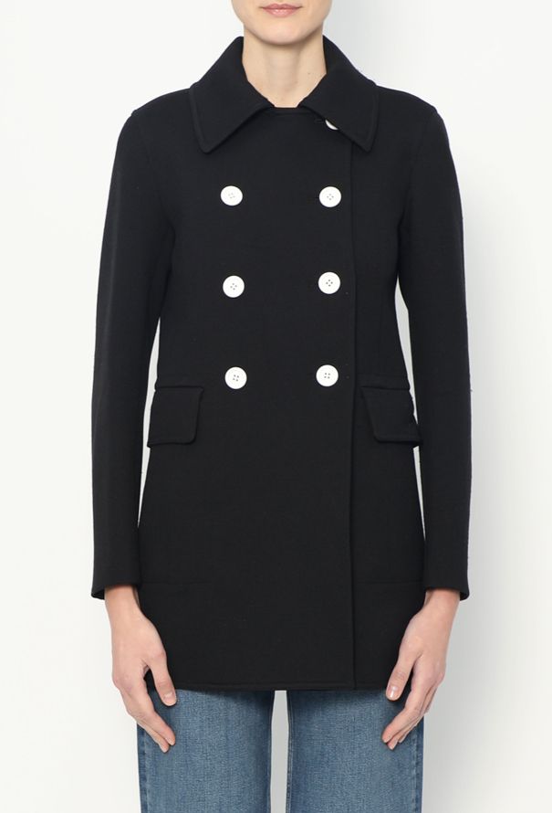 Céline Contrast Button Peacoat - 1