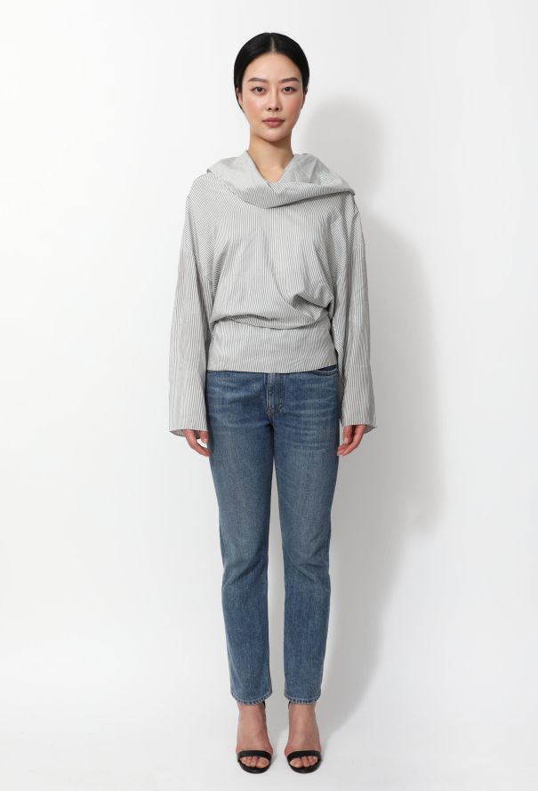 Loewe Striped Silk Blouse - Draped detailing - 2