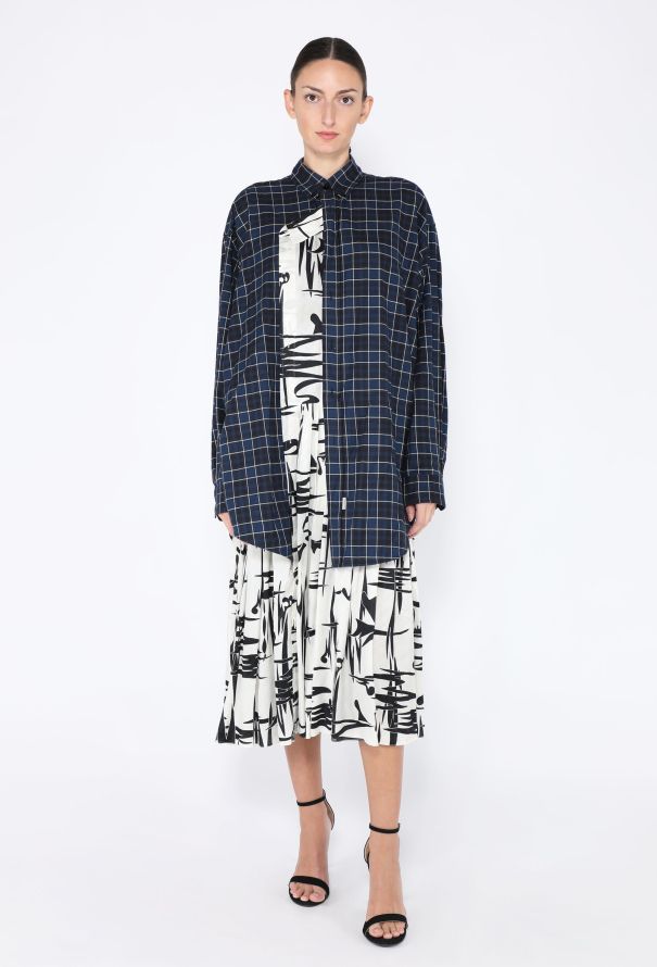 Balenciaga Flannel Combo Shirt Dress, Pre-Fall 2018 - 3