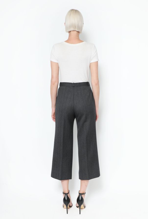 Balenciaga 2017 Cropped Herringbone Wool Trousers - 3