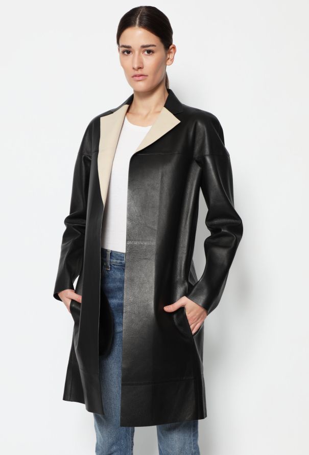 Céline Contrast Leather Coat - 2