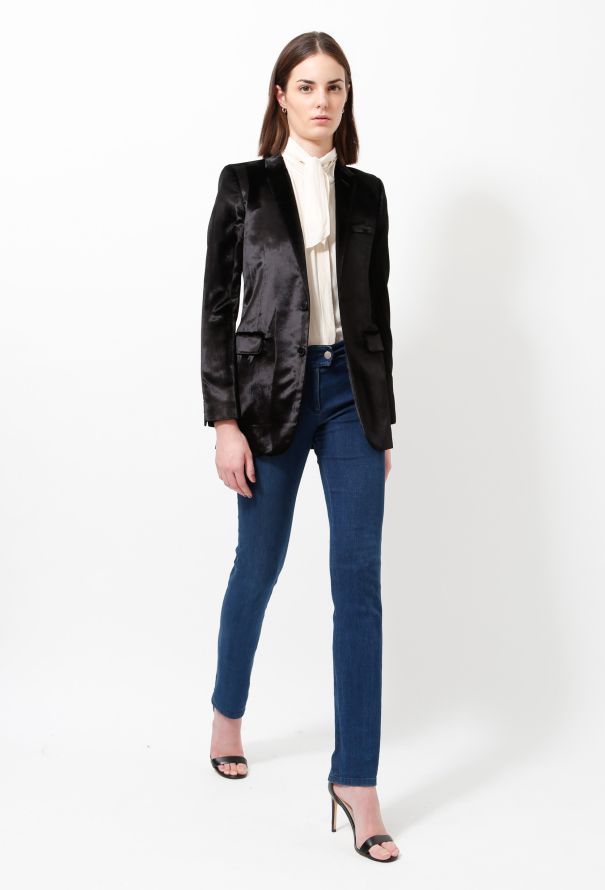 Saint Laurent S/S 2015 Velvet Smoking Blazer - 1