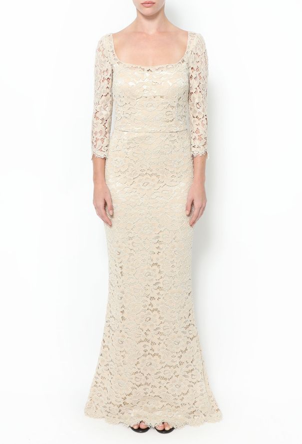 Dolce & Gabbana '90s Ivory Guipure Silk Gown - 2