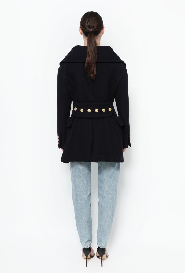 Valentino F/W 2020 Portrait Neckline Wool Peacoat - 5