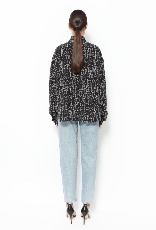 Givenchy Scripted Silk Blouse Black - 4