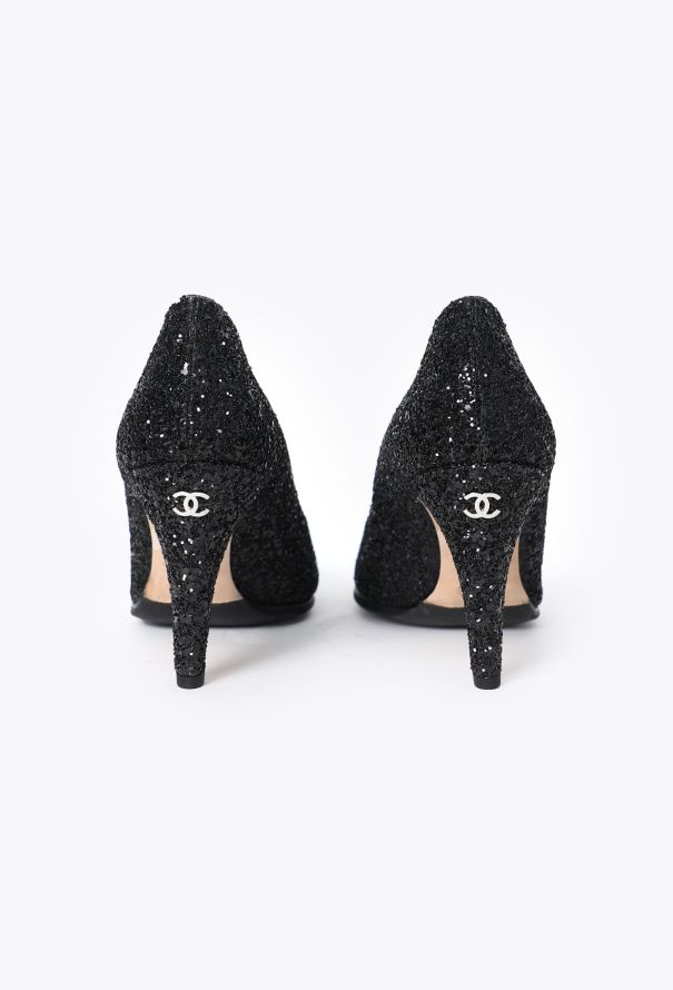 Chanel 2023 Black Iridescent Glitter Pumps - 4