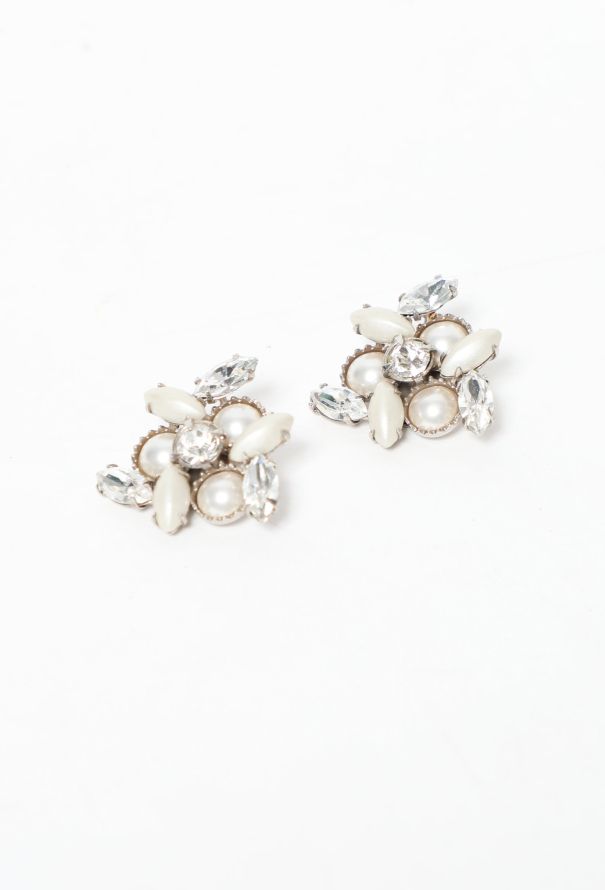 Miu Miu Resort 2012 Strass Clip Earrings - Iridescent light grey stone - 3