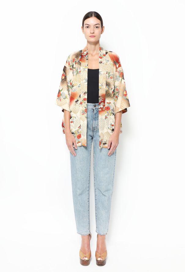 World Treasures Authentic Floral Jacquard Kimono - 2