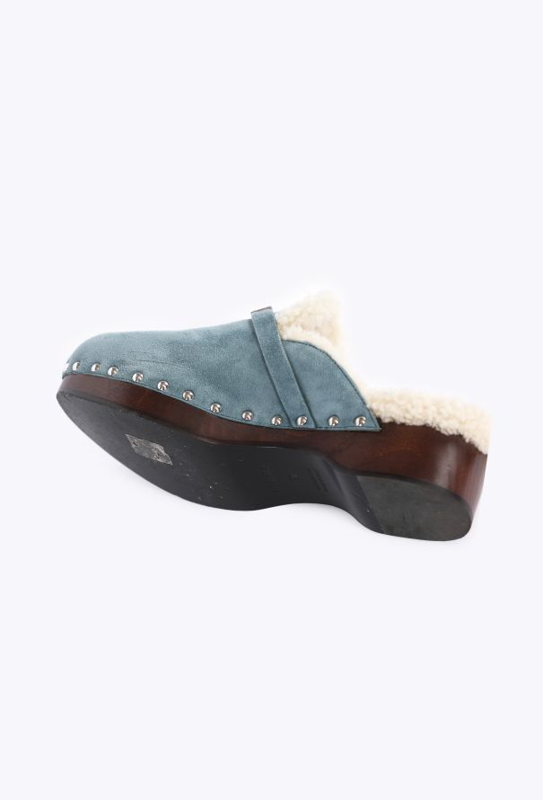 Hermès Suede Shearling Carlotta Mules, 2022 - 5
