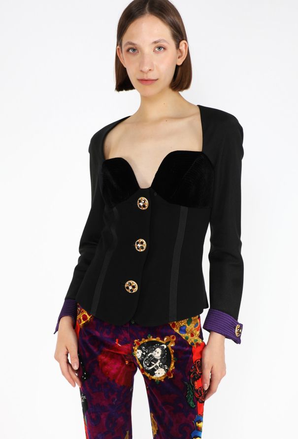 Gianni Versace Plunging Velvet Bustier Top, F/W 1991 - 1