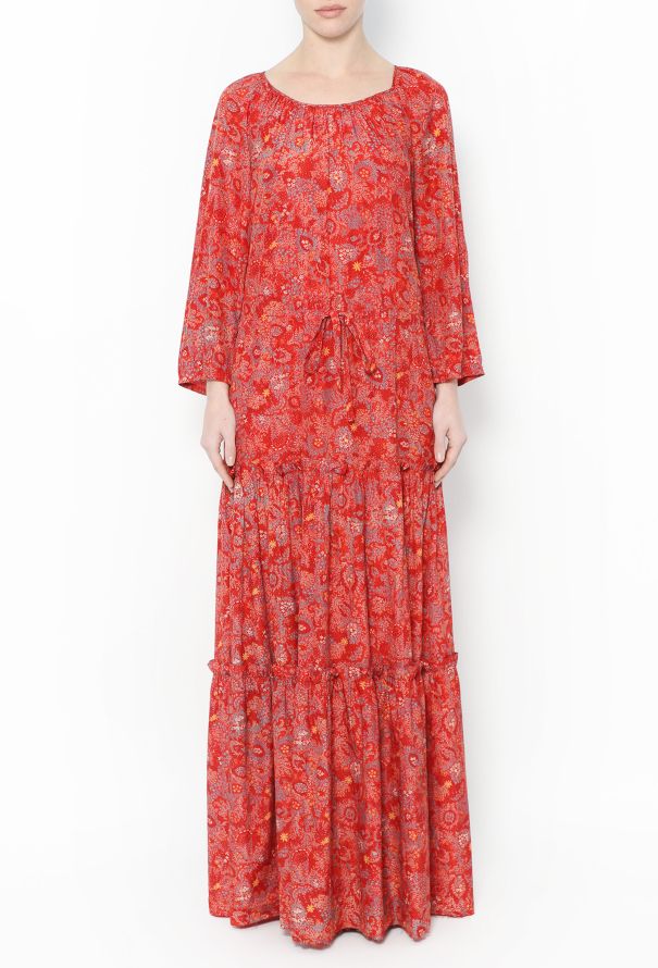 '70s Red bohemian floral print maxi dress - 2