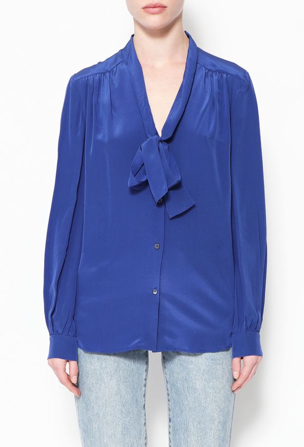 Miu Miu Silk Lavallière Blouse - Cobalt blue - 2