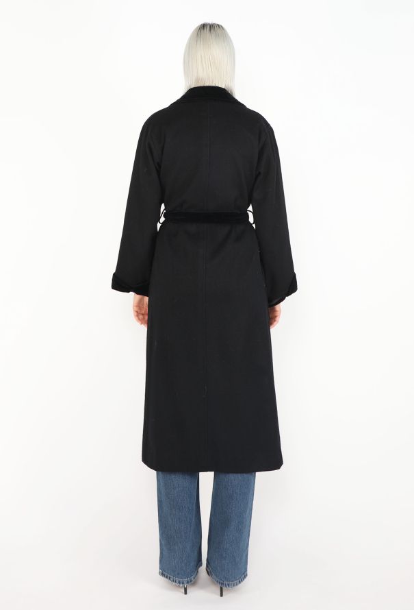 Saint Laurent Late '70s Velvet Trim Belted Coat - 5