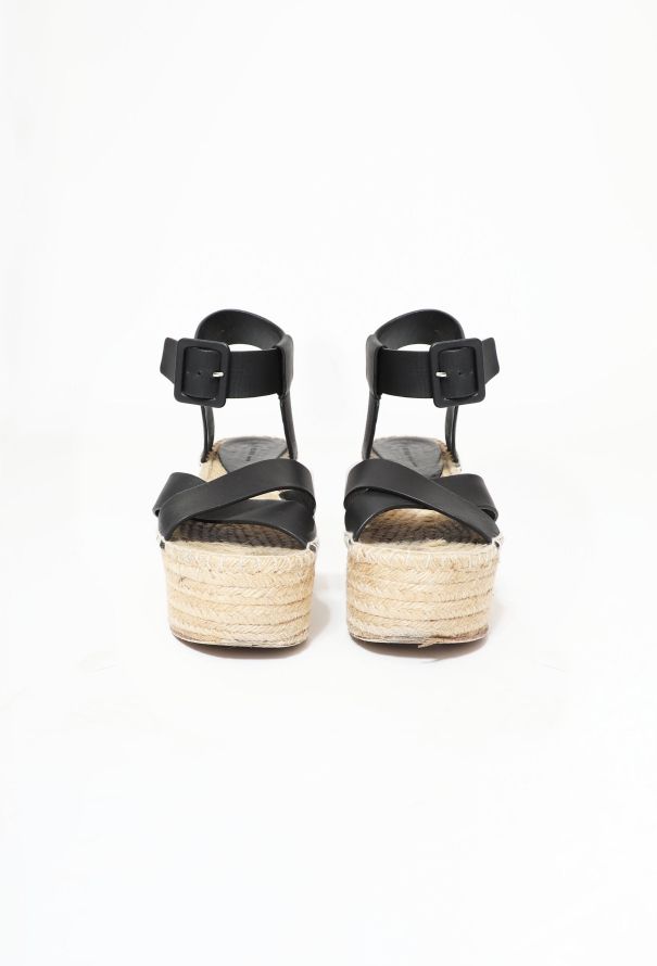 Céline Leather Strap Espadrille Platforms - 3