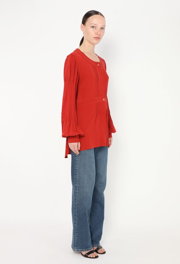 Chanel Bishop-Sleeve Silk Blouse - 3