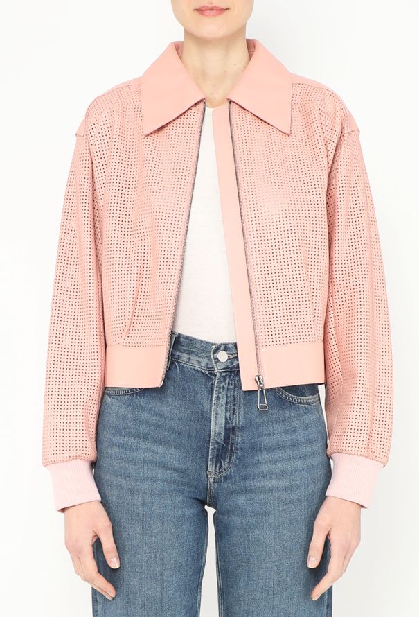 Fendi 2019 Perforated Leather Bomber Jacket - 3