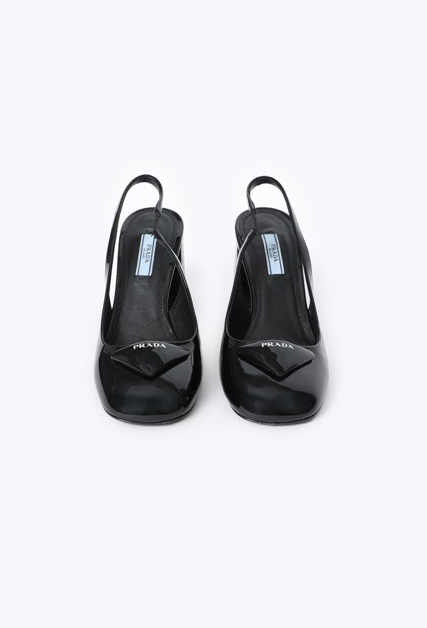 Prada Logo Slingback Patent Heels, 2021 - 2
