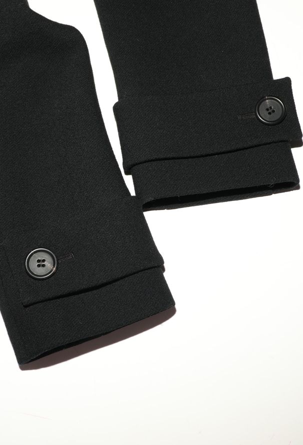 Prada Black Double-Breasted Wool Peacoat - 6