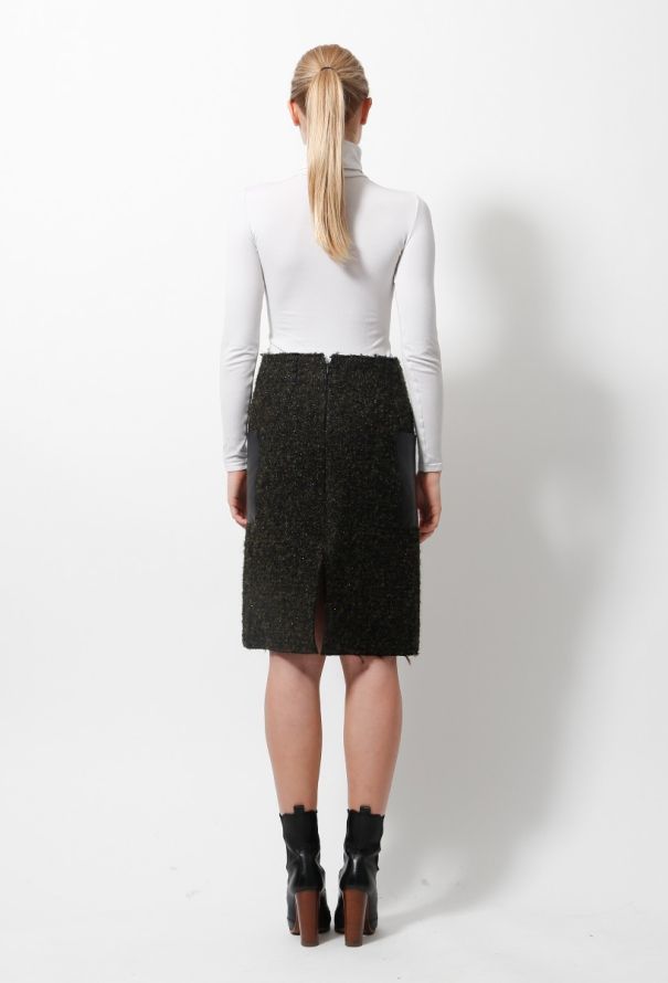 Céline Tweed And Leather Skirt - 4