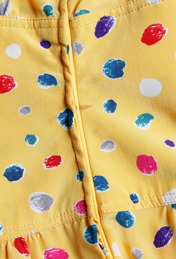 Emanuel Ungaro Vintage Yellow Polka Dot Silk Dress - 7