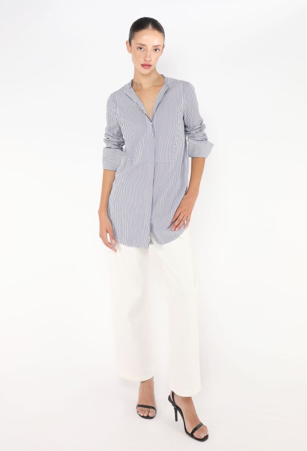 Céline Pinstripe Bib Tunic Shirt - 3