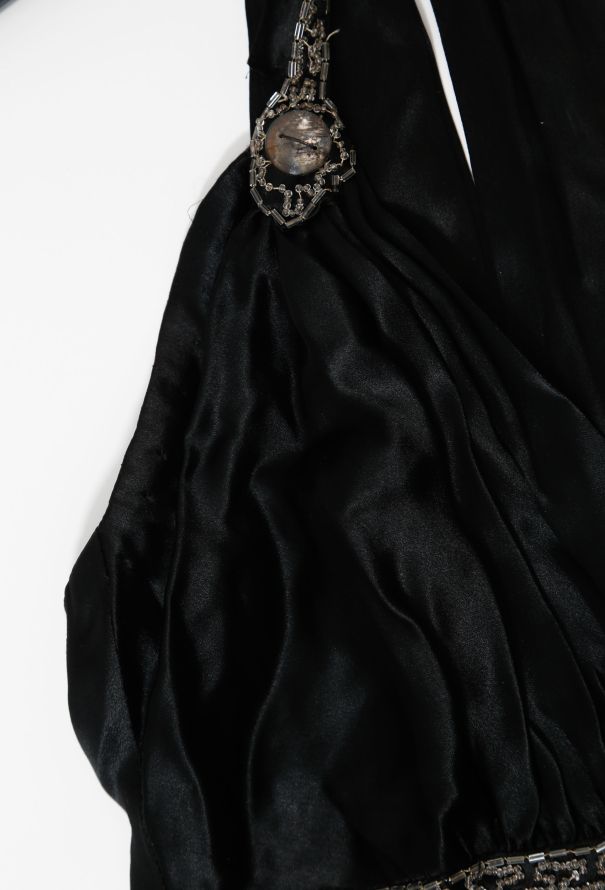 '40s Embroidered Halter Gown - 8