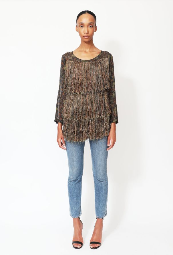 Dries Van Noten Tiered Fringe Silk Top - 2