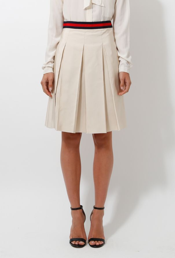 Gucci Logo Striped Pleated Skirt - 2