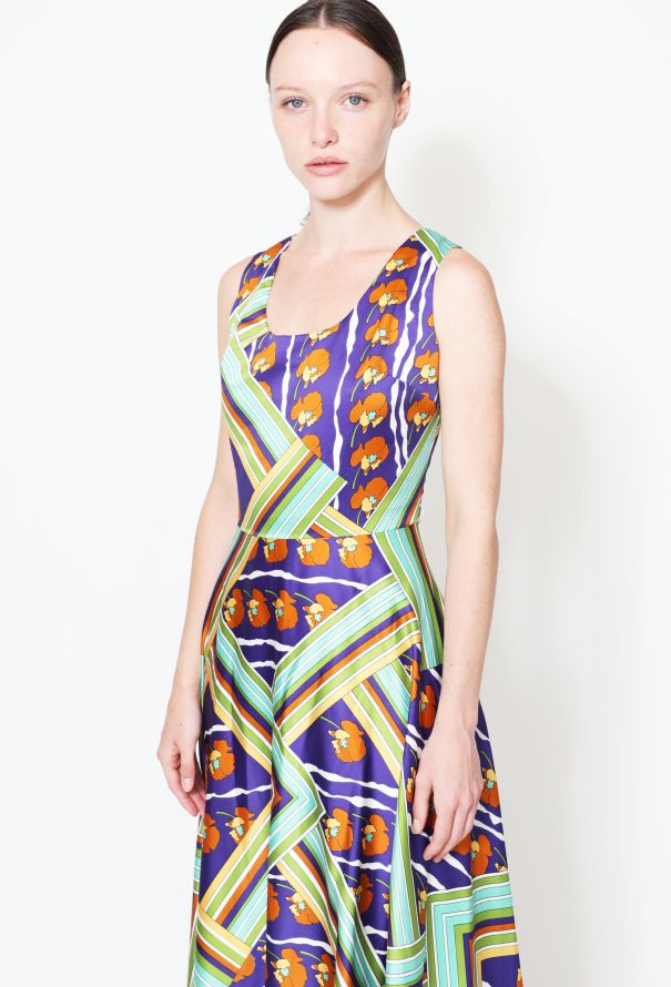 Graphic Belted Satin Dress - 2