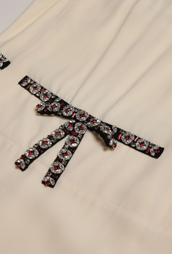 Prada Embellished Bow Crêpe Dress - 6