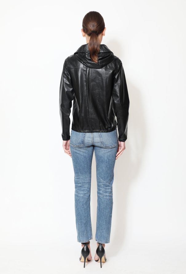 Céline Leather Hooded Zip Jacket - 4