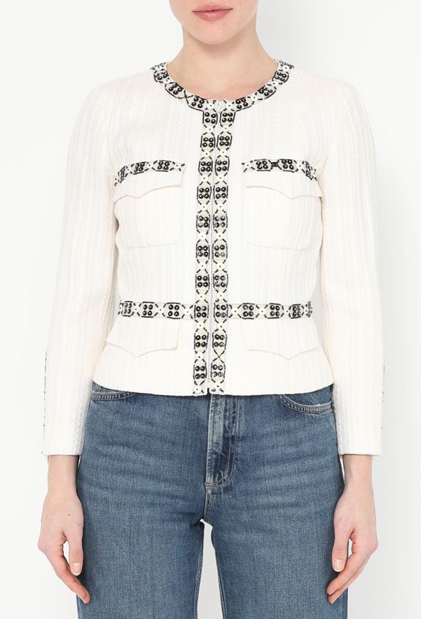 Chanel S/S 2003 Embellished Trim Tweed Jacket - 4