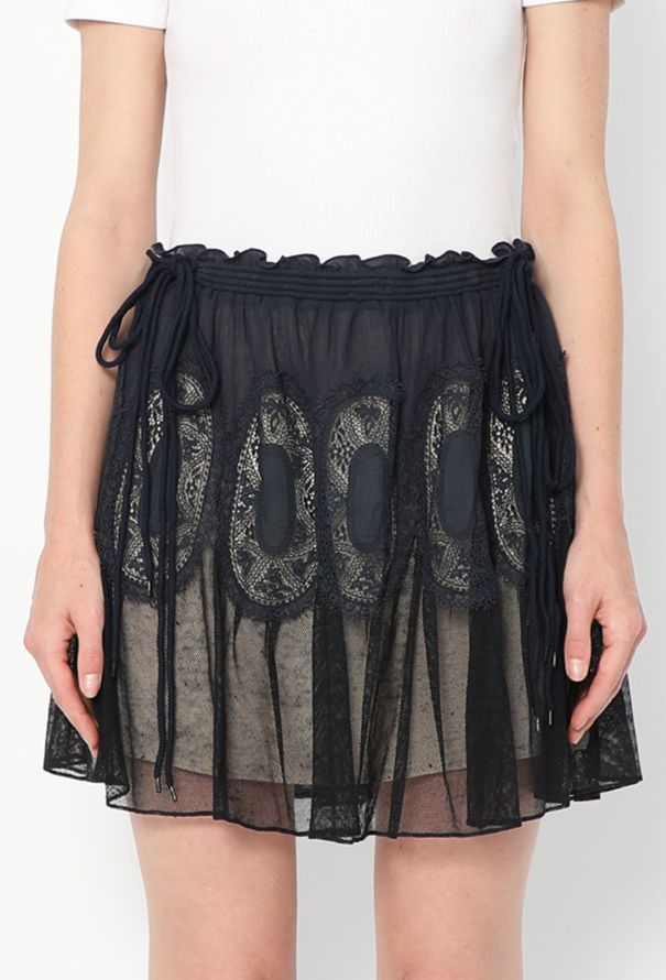 Chloé Scalloped Silk Lace Skirt - 2