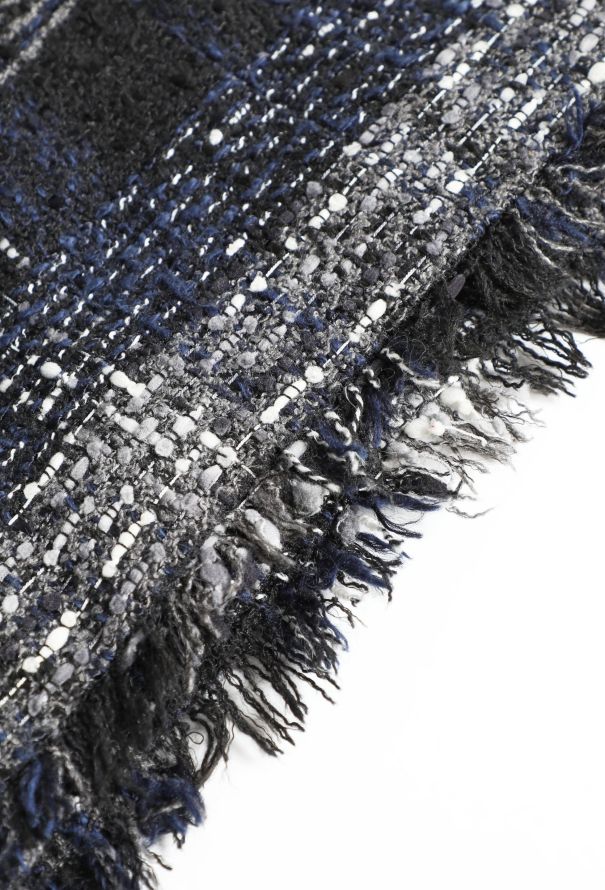 Chanel Checkered Tweed Fringed Skirt - 8