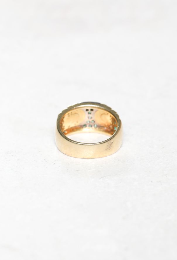 Vintage Fine Jewelry 18k Gold, Diamond, Emerald & Garnet Ring - 4