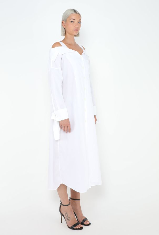 Prada 2018 Off-Shoulder Poplin Dress - 3