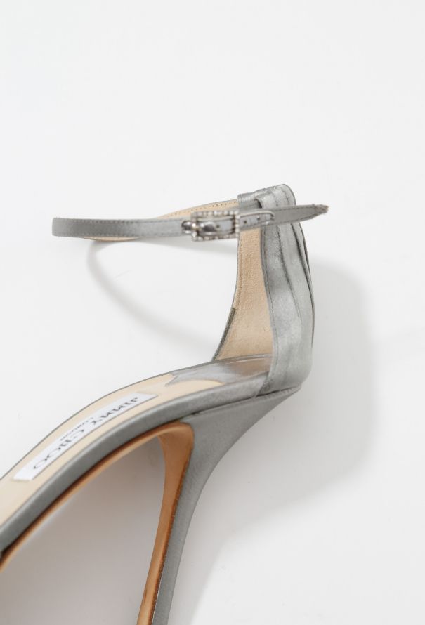 Jimmy Choo Silver Satin Sandals - 7