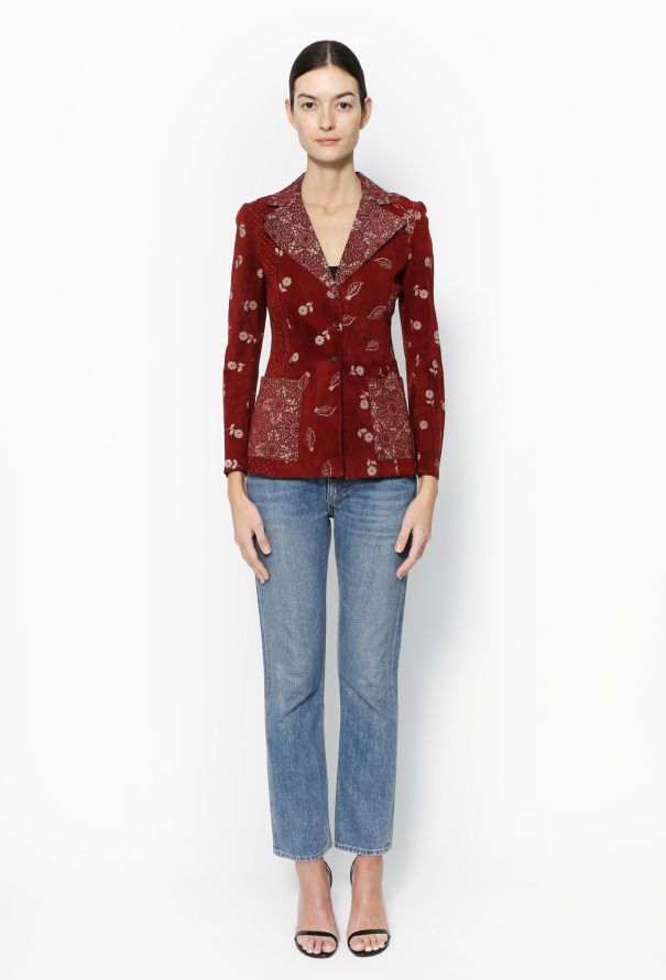 Roberto Cavalli 2002 Floral Suede Jacket - 3