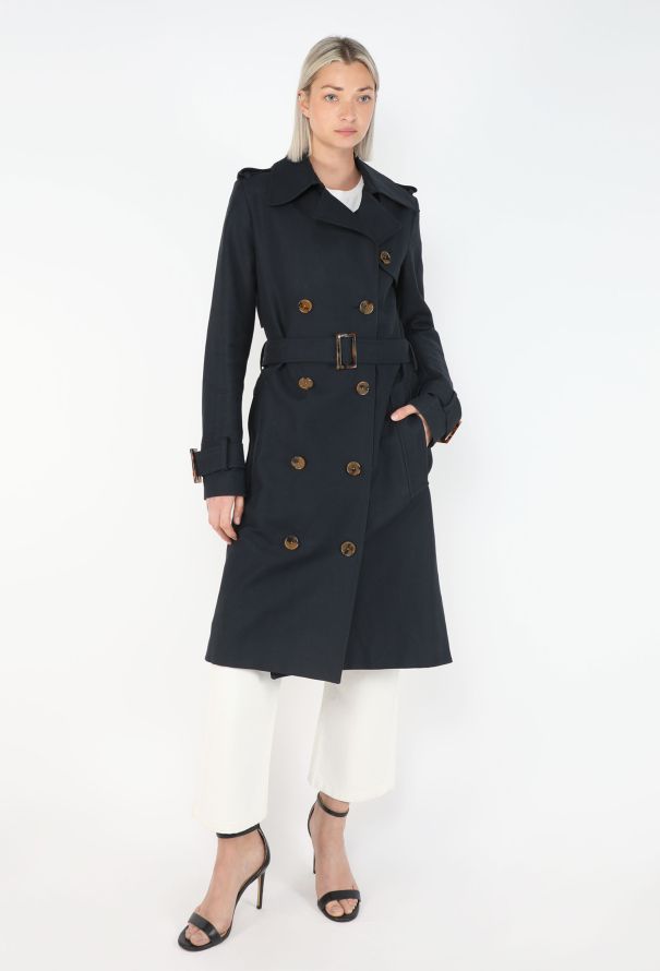 Khaite Navy Gabardine Belted Trench - 4